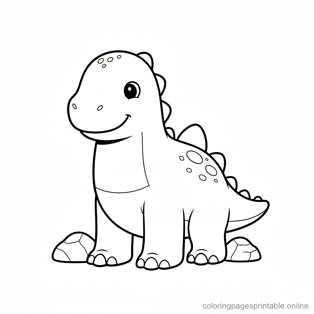 Free printable dinosaur-like coloring page for kids 6-10 - friendly design, rock accents | coloringpagesprintable.online